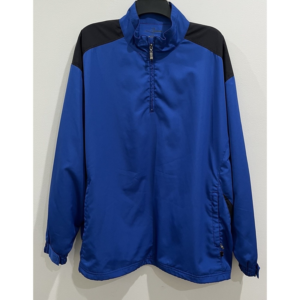 Grand slam Golf Blue & black 1/4 Zip pullover wind breaker jacket Mens Large